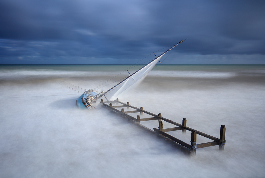 Yacht at Cart Gap / Happisburgh on the Norfolk Coast