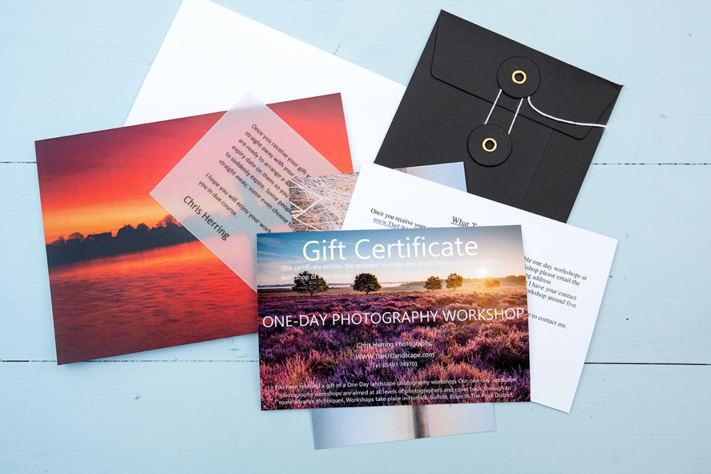 Photography workshop gift vouchers