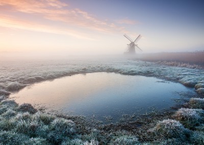 Herringfleet Mill on a frosty morning on the Norfolk & Suffolk Broads