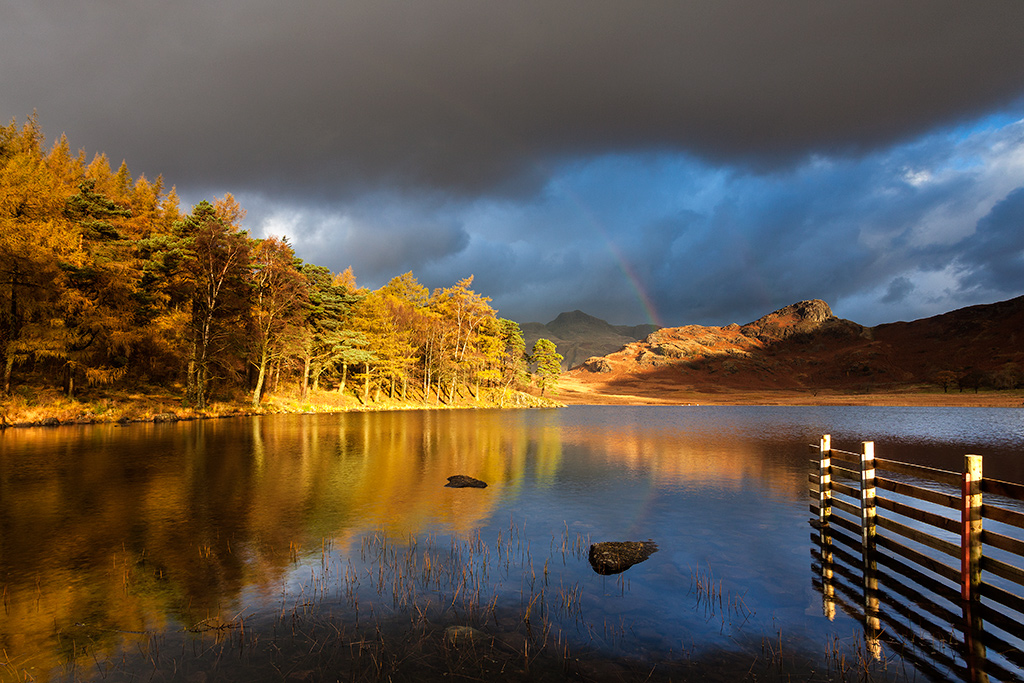 Rainbow and autumn colours in Blea Tarn