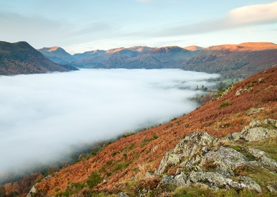 Image of a misty landscape picture viewed from Gowbarrow Fell