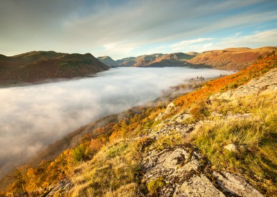 Image of a misty landscape picture viewed from Gowbarrow Fell