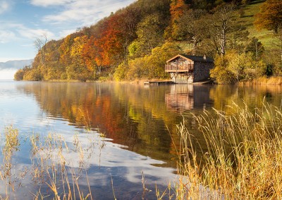 The Duke Of Portalnd boathouse on a November morning at Ullswater