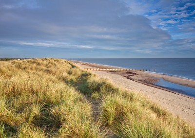 Horsey Dunes and beach at first light on the Norfolk Coast