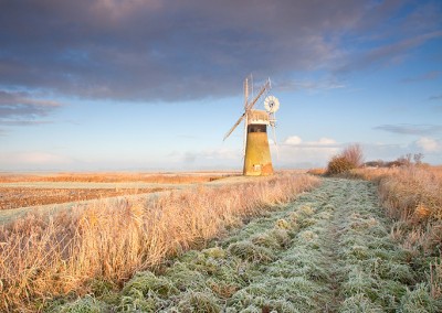 St Benet's Drainage mill on a frosty winters morning on the Norfolk Broads