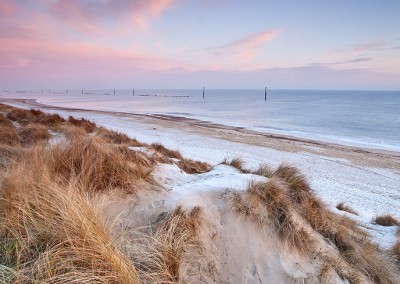 Sea Palling beach on a cold frosty morning on the Norfolk Coast