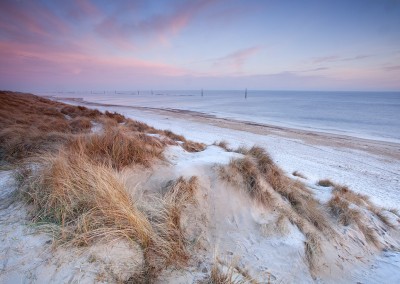 Sea Palling beach on a cold frosty morning on the Norfolk Coast