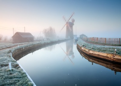 Horsey Drainage Mill at sunrise on a winters morning