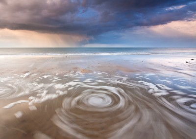 A storm passes over Horsey Beach on the Norfolk Coast