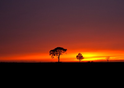 Stormy sunset over farmland by the village of Oby, Norfolk