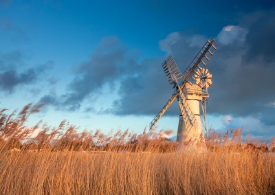 Thurne Drainage Mill at last light on the Norfolk Broads