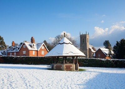 Woodbastwick village in the snow