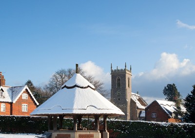 Woodbastwick village in the snow