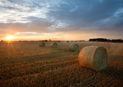 Straw Bale field at sunset near Repps With Bastwick