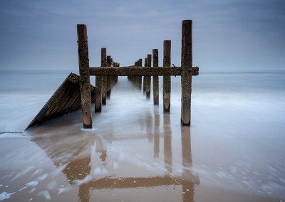 Happisburgh beach during a long exposure on the Norfolk Coast