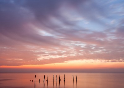 Old Hunstanton mussel beds at sunset on the Norfolk Coast