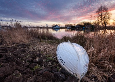 The River Thunre at sunset on the Norfolk Broads