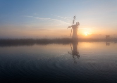 Thurne Mill at dawn on the Norfolk Broads