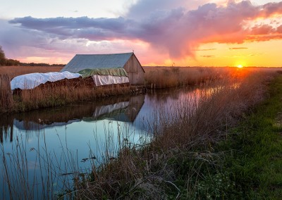 West Somerton leading to Martham Broad at sunset on the Norfolk Broads