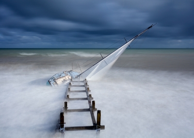 Stricken yacht at Cart Gap on the Norfolk Coast