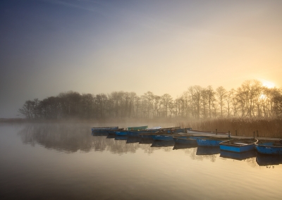 Ormesby Broad at sunrise on the Norfolk Broads