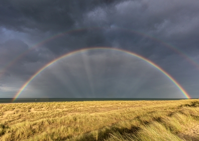 Double rainbow over the dunes at Winterton on the Norfolk Coast