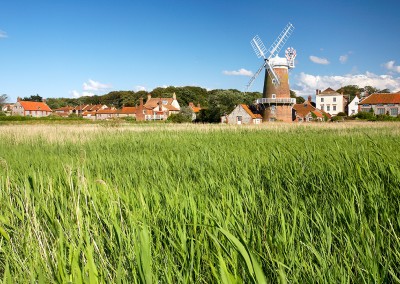 Windmill on a bright sunny day at Cley Next The Sea on the North Norfolk Coast
