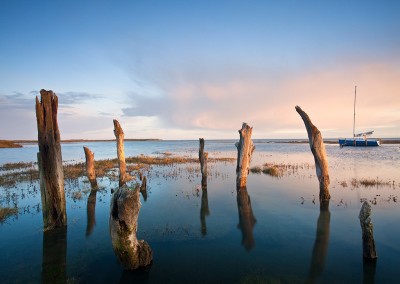 Thornham harbour at high tide on the Norfolk Coast