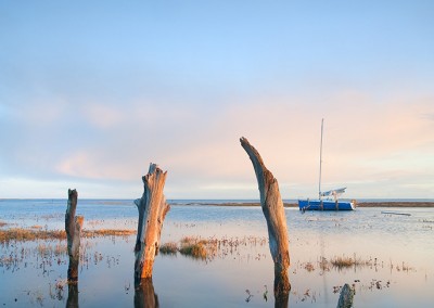 Thornham Harbour at high tide on the Norfolk Coast