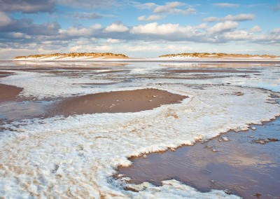 Snowfall on the beach at Wells Next The Sea on the North Norfolk Coast
