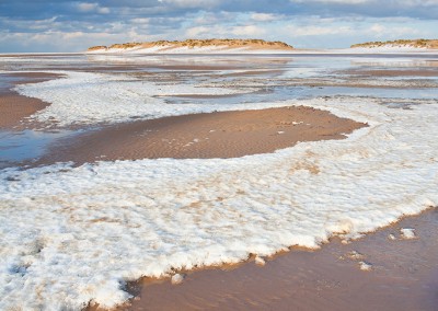 Snowfall on the beach at Wells Next The Sea on the North Norfolk Coast