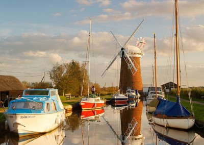 Horsey Windmill & Staithe photographed at last light on the Norfolk Broads