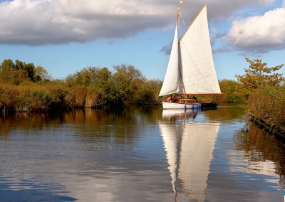 Traditional sailing boat on the Norfolk Broads