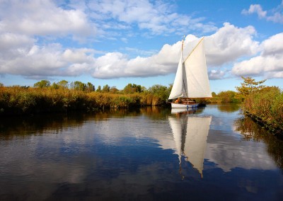 Traditional sailing boat on the Norfolk Broads