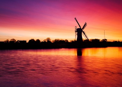 Thurne windmill at dawn on the Norfolk Broads