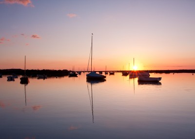 Burnham Overy Staithe at sunset on the North Norfolk Coast