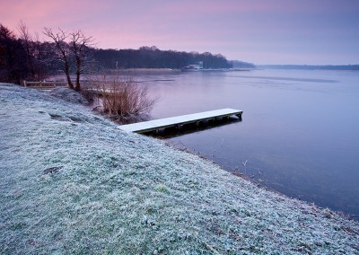 A frozen Rollesby Broad At Dawn on the Norfolk Broads