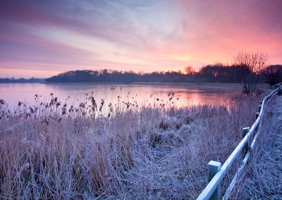 A frozen Ormesby Broard At Dawn on the Norfolk Broads