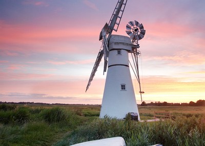 Thurne windmill at sunrise on the Norfolk Broads