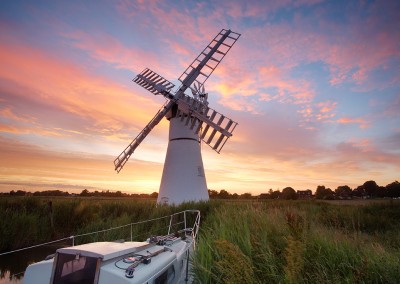 Thurne windmill at sunrise on the Norfolk Broads