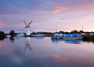 Thurne Mill at fist light on the Norfolk Broads